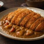 Crisp sliced chicken katsu with Japanese curry sauce over steamed rice.