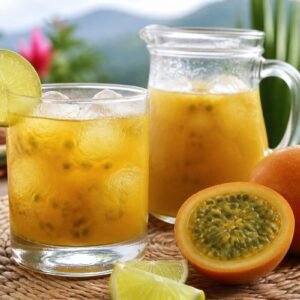 A chilled Colombian lulada with crushed lulo fruit, ice, and lime.