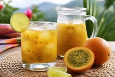 A chilled Colombian lulada with crushed lulo fruit, ice, and lime.